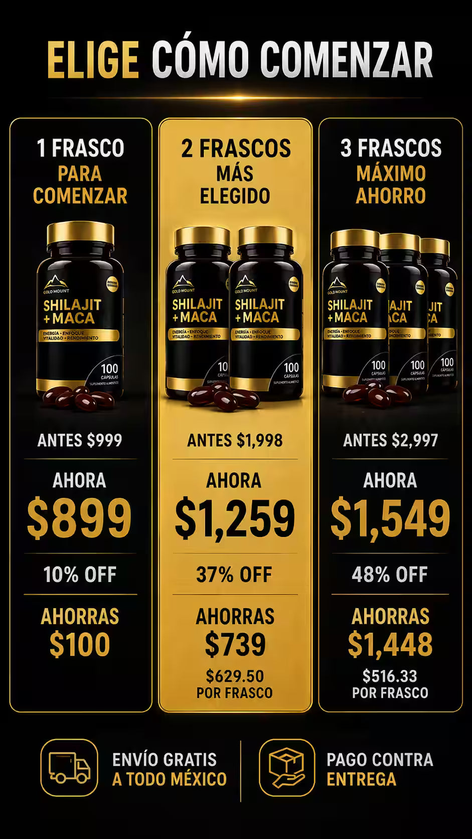 Suplemento Shilajit Maca 100 Cápsulas